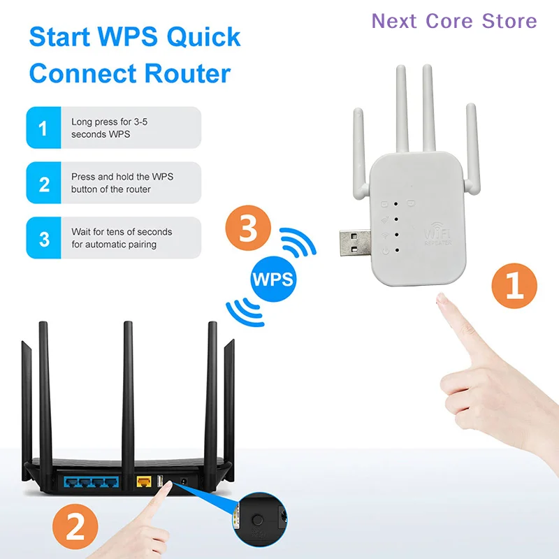 [NC]WiFi Extenders Signal Booster 2.4G Wireless WiFi Internet Repeater 300Mbps 4 Antenna Long Range With Ethernet Port For Home