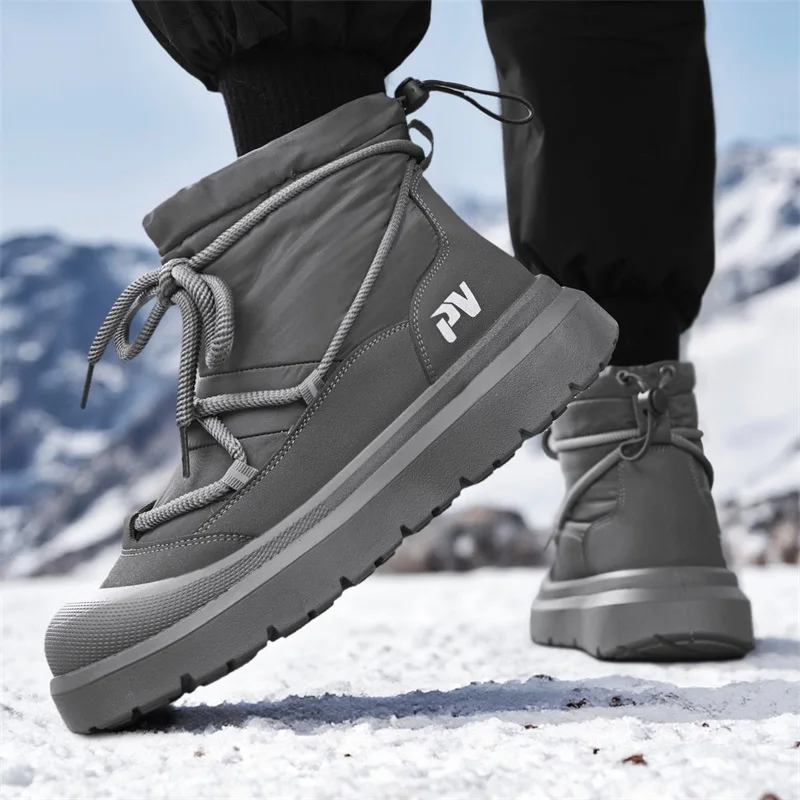 جديد كبير الحجم خفيف الوزن عالي الجودة مضاد للانزلاق الصوف ودافئ قدم واحدة في الهواء الطلق أحذية الثلوج غير رسمية للرجال في الشتاء #3