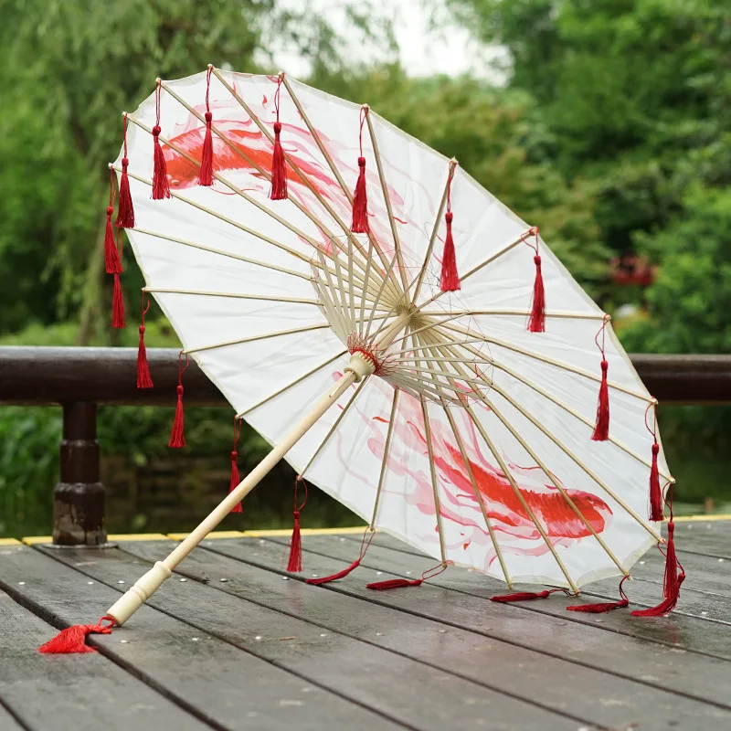 Hanfu Chinese Style Decorative Umbrella  Antique Ribbon Tassel Umbrellas Dance Performance Photography Props Cosplay Room Decor