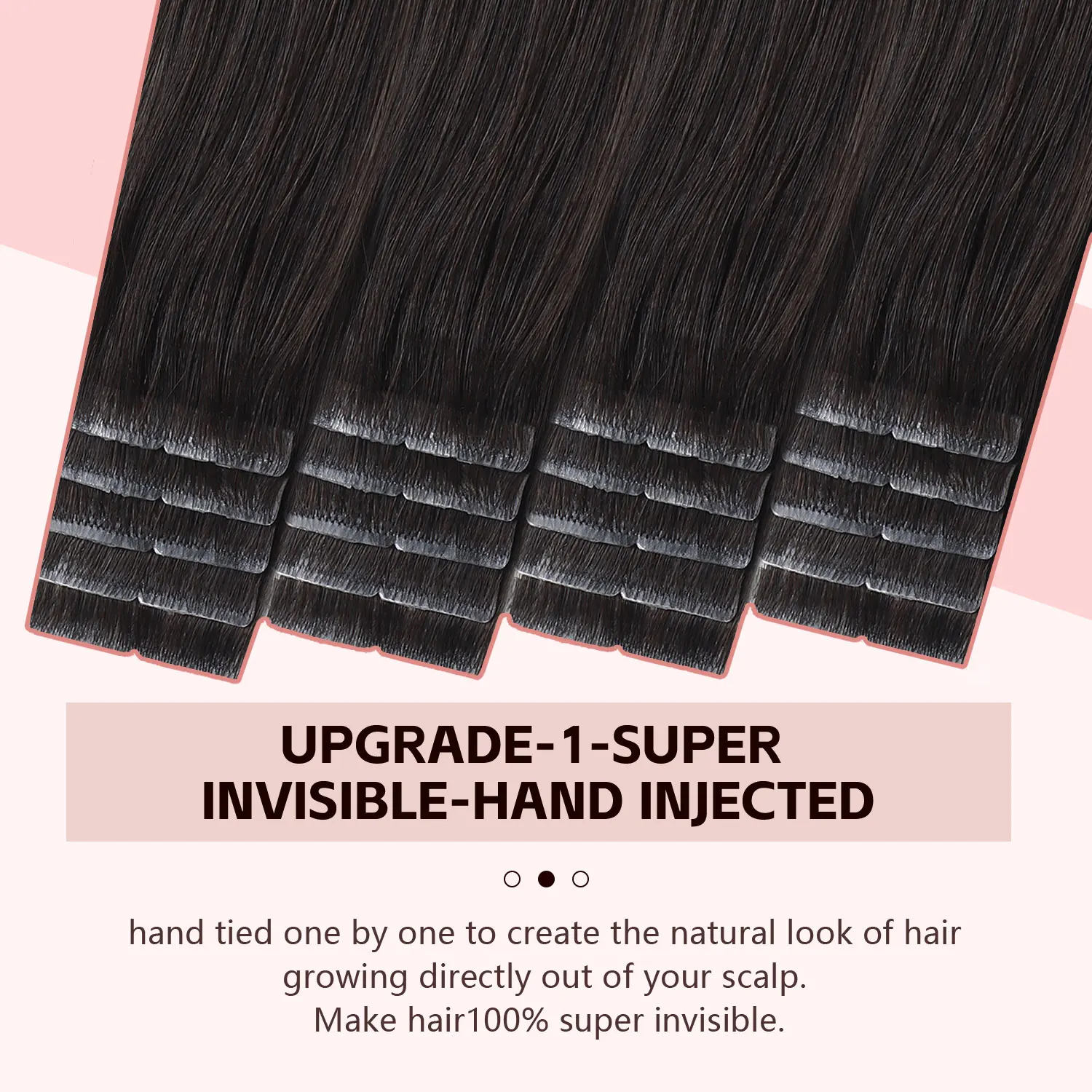 3rd-Generation Invisible Tape in Hair Extensions Real Human Hair #2 Dark Brown Color 20pcs Invisi Edge Tape ins Extensions