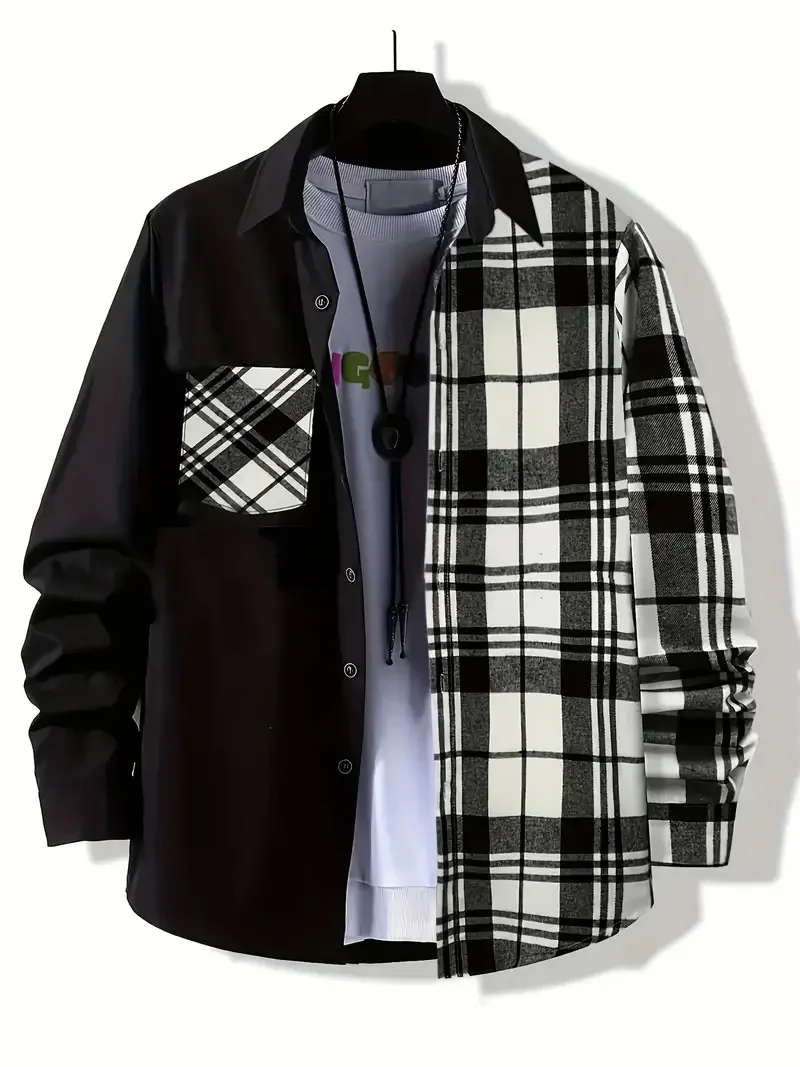 2025 Spring and Autumn Men's Casual Shirt New Comfortable, High Quality, Fashionable, Trendy, Collar Loose Long Sleeve