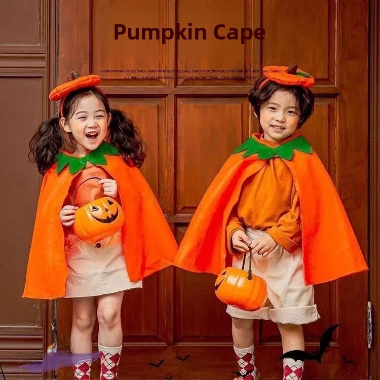 loween Long Cosplay Costume Children's Pumpkin Boy Girl Clothes Polyester Fiber Stage Performance Traditional Hanfu Dr