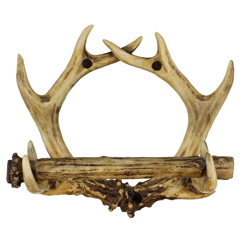 

New Rustic Deer Antler Wall Mounted Toilet Paper Holder American Country Resin Crafts Paper Towel Rack For Home Decorations