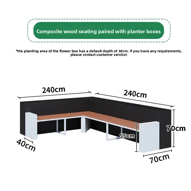 YY-Outdoor Antiseptic Wood Flower Box Bench Courtyard Terrace Suspension Flower Box Seat Combination