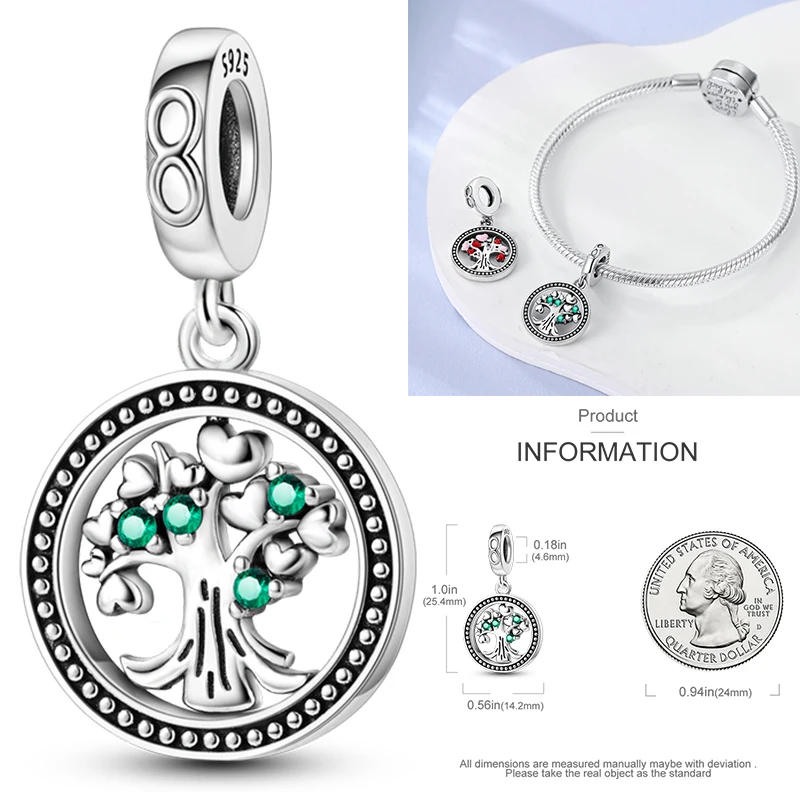 925 Sterling Silber Lebensbaum Anhänger Familie Unendlichkeit Herz CZ Zirkon Perle Passend für Original Armband DIY Schmuck Geschenk für Frauen – Detail 32
