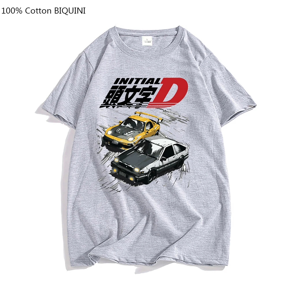 AE86 Japan Anime Initial D T-shirt Men Summer Cool Short Sleeves Tshirt Casual Homme T Shirt Racing Drift Car Graphic Cotton Tee