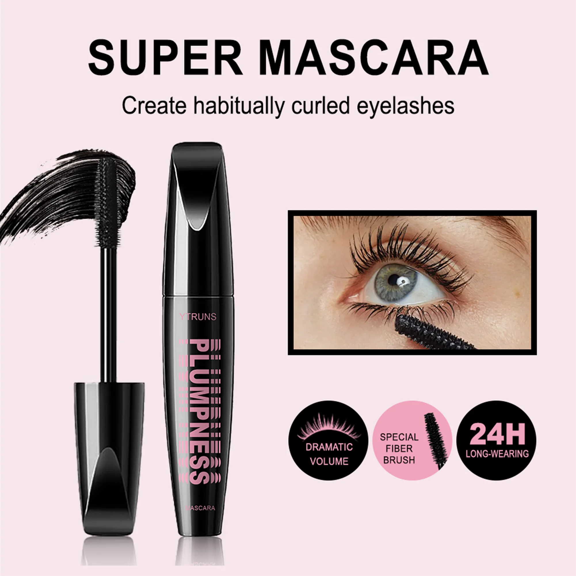 Rímel volumizador de fibra de seda 4D - Maquiagem de extensão de cílios de longa duração, à prova d'água, à prova de manchas, alongamento e espessamento
