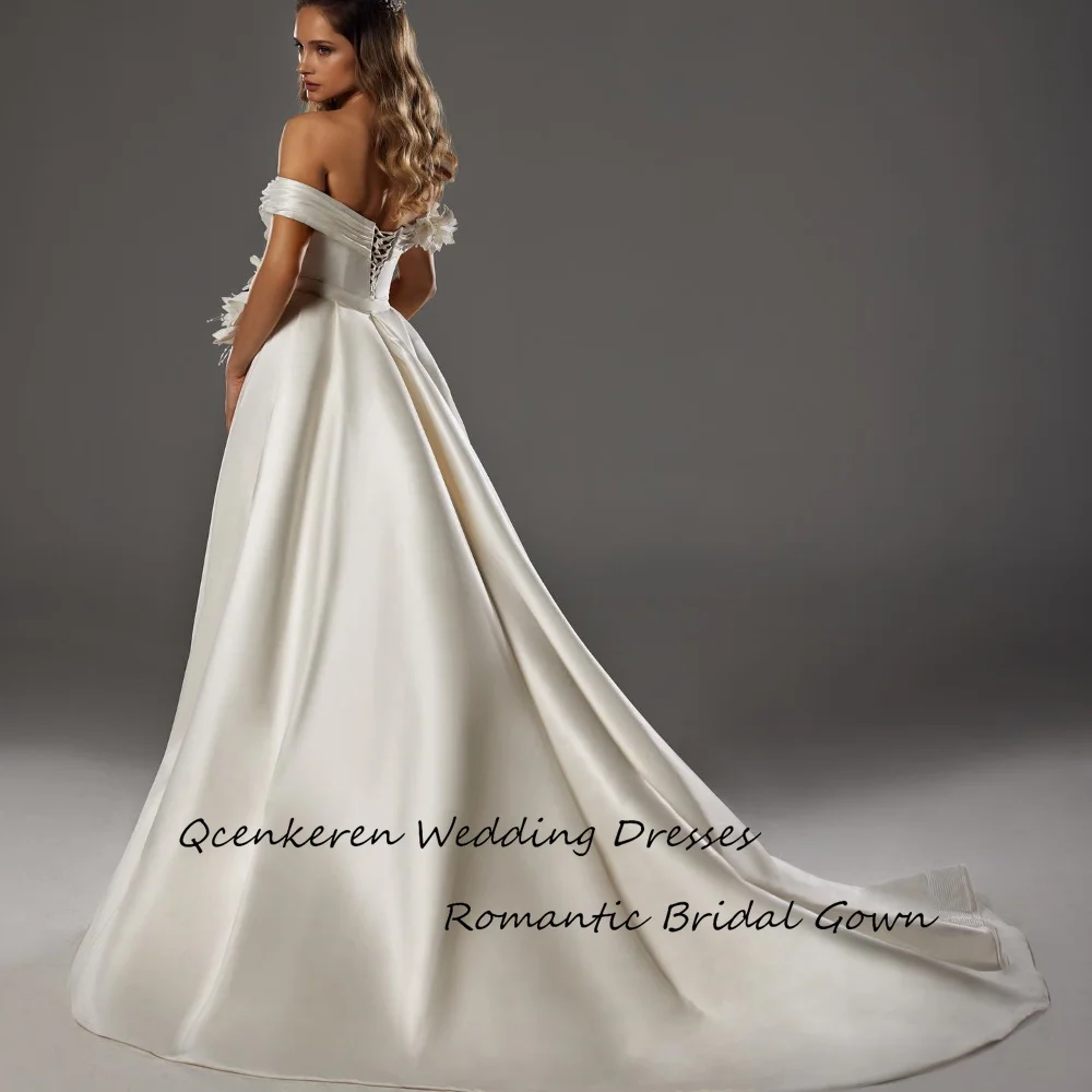 Qcenkeren Vestidos de novia Wedding Dress Off The Shoulder Simple A-Line Elegant 3D Flowers Bridal Gown For Sexy Women 2024