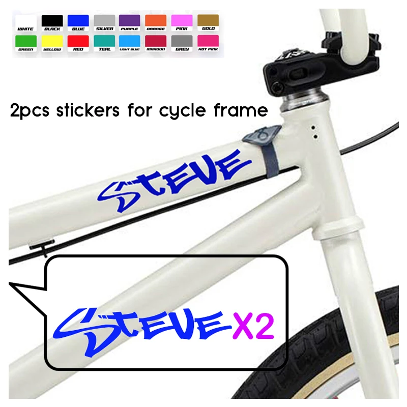 2pcs Bicyle Frame Sticker Personalised Name Decorative Decal for Road Bike Waterproof DIY BMX Frame Stickers