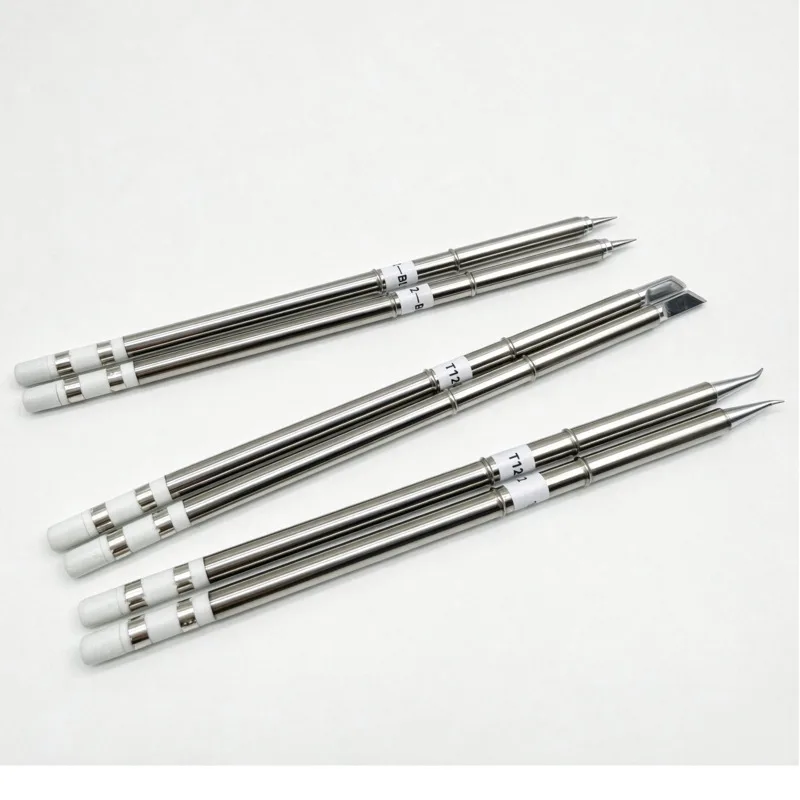 T12 Soldering Iron Tips Pack of 3 Knife  Bent  Conical Replacement Solder Tips with Ceramic Sleeve for T12 Soldering Station
