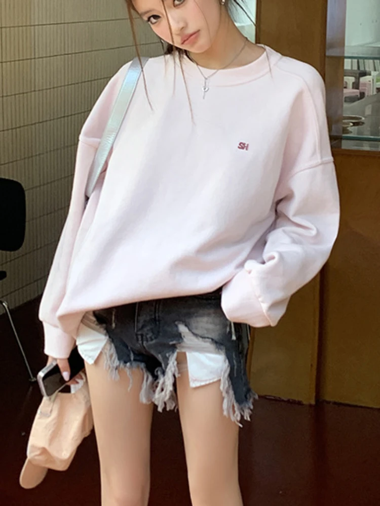 Sweatshirts Women Advanced Fashion All-match Letter Youthful Spring  Students Loose Sweet Leisure Clothing Simple Streetwear Ins