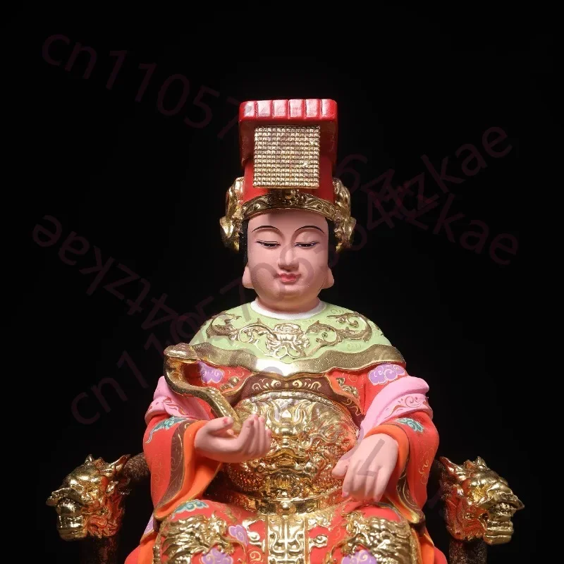 Hinoki Wood Carved Mazu Goddess Statue - Hand-painted & Gilded Meizhou Lin Mo Niang Deity, Home Altar Decor