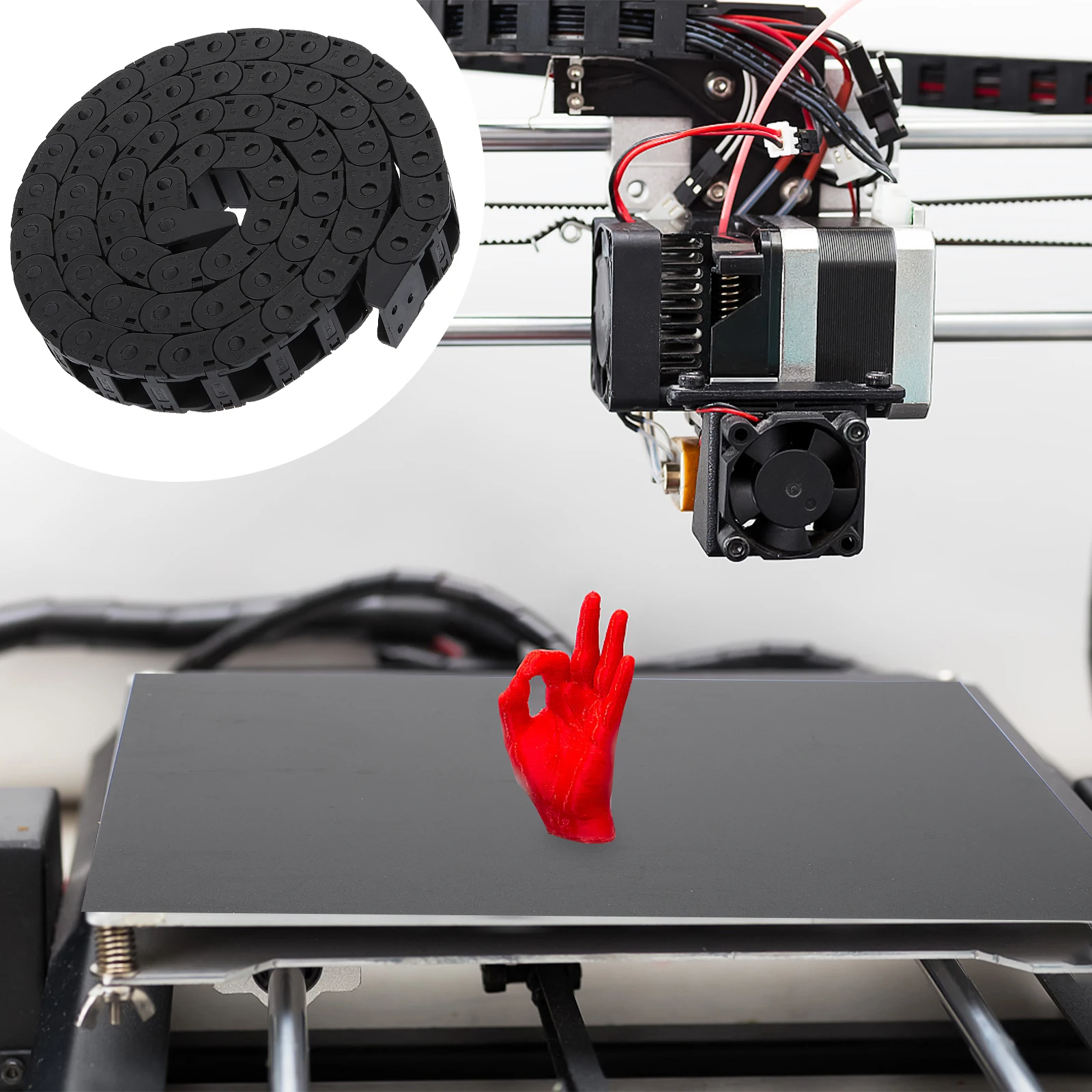 

Black Plastic Drag Chain Cable Carrier for 3D Printer CNC Machine Flexible Nylon Chain Opened Zipper Design Easy Installation