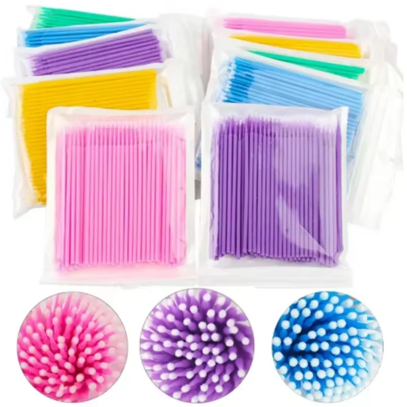 100pcs Disposable Micro Brushes Lint Free Cotton Swabs Eyelash Extension Makeup Cleaning Beauty Tools