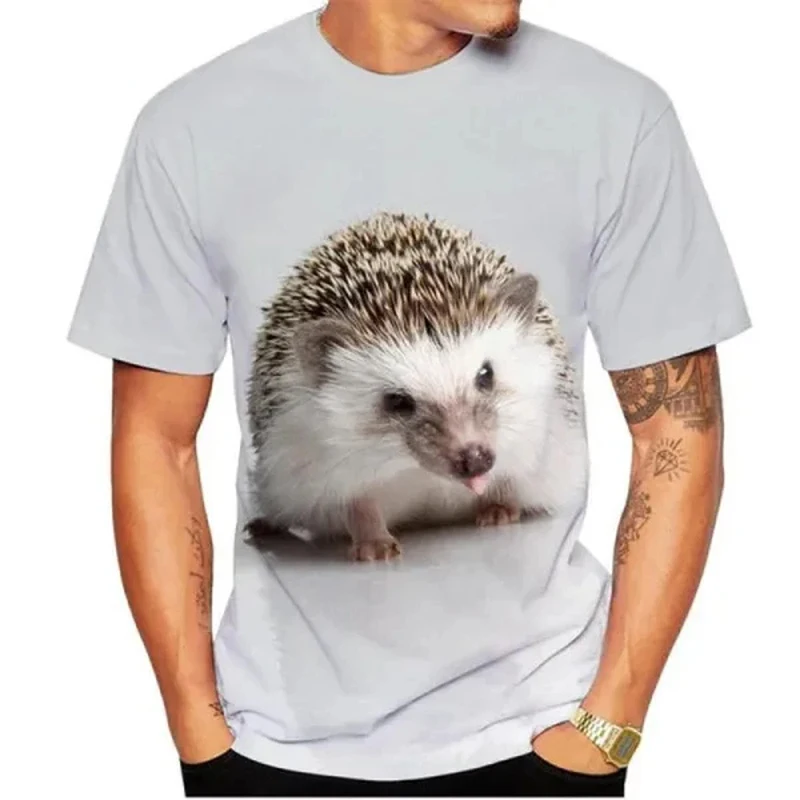 Interesting Funny Hedgehog graphic t shirts For Men Fashion Casual harajuku street style Printed Round Neck Short Sleeve Tees