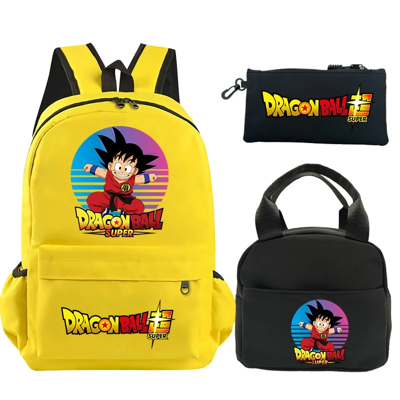 3Pcs/set Dragon Ball Backpack for Kids Boy Girl Student Teenage Bookbag with Insulated Lunch Bag Pencil Case Women men Rucksack