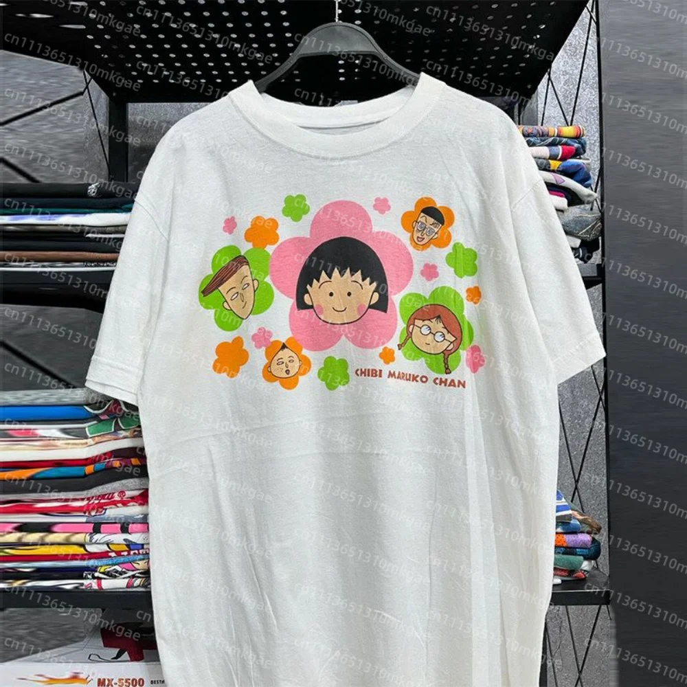 Camiseta Vintage Y2K de Maruko Chan, Anime, para Mujer, Unisex, Holgada, para Niños, Manga Corta, Kawaii, Casual, para Uso Diario, Streetwear, para Hombre