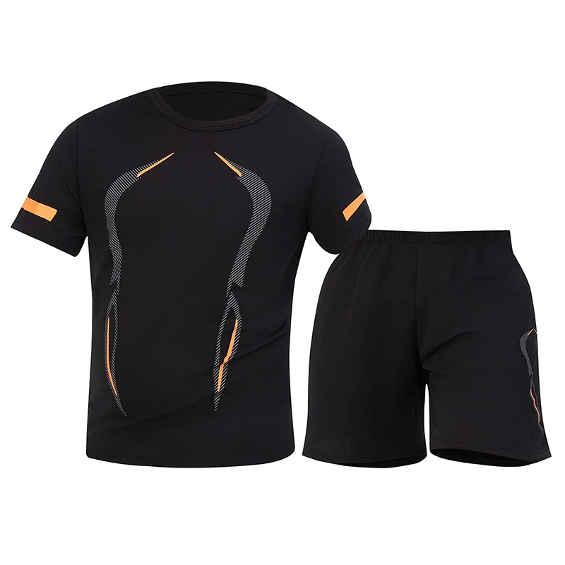 2 Pcs Men's Mesh Breathable Quick-drying Sports Suit Loose Plus Size Running Fitness Mountaineering Casual Short-sleeved Shorts image 5