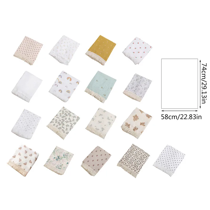 Bear Muslin Squares Cotton Baby Blanket for Newborn Plaid Infant Swaddle Blanket Babies Accessories Bed Summer Comforter