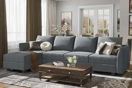 Modular Sectional Couch with Reversible Chaise L/U-Shape Sofa Corner Couch Modular Sofa with Storage Seat