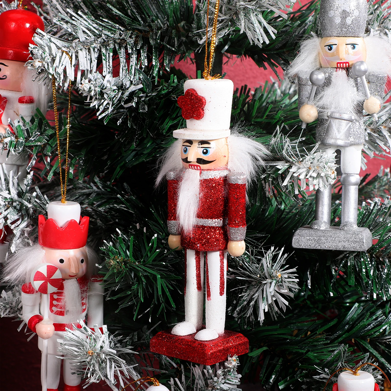 

10Pcs Nutcracker naments 13CM Wooden Wooden Nutcracker Statue Christmas Decor Tabletop Shelf Layout Holiday Gifts
