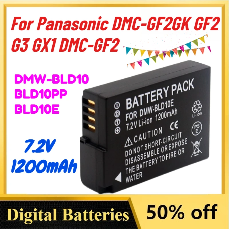

New 1200mAh 7.2V DMW-BLD10 BLD10E BLD10PP Battery for Panasonic DMC-GF2GK GF2 G3 GX1 DMC-GF2 High-Quality Cameras Spare Battery