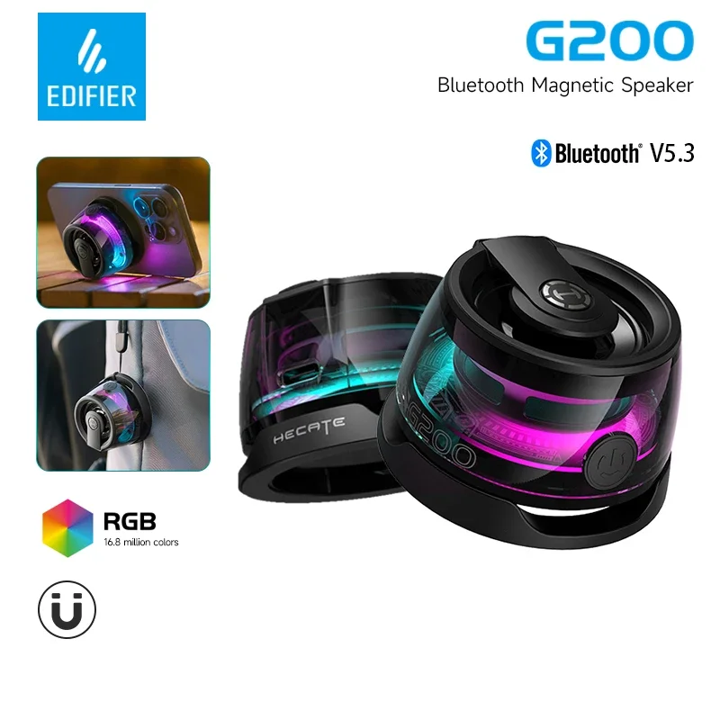 Edifier haut-parleurs Bluetooth portables HECATE G200 magntique sans fil Bluetooth 5.3 RGB clairage caisson de basses support pour tlphone