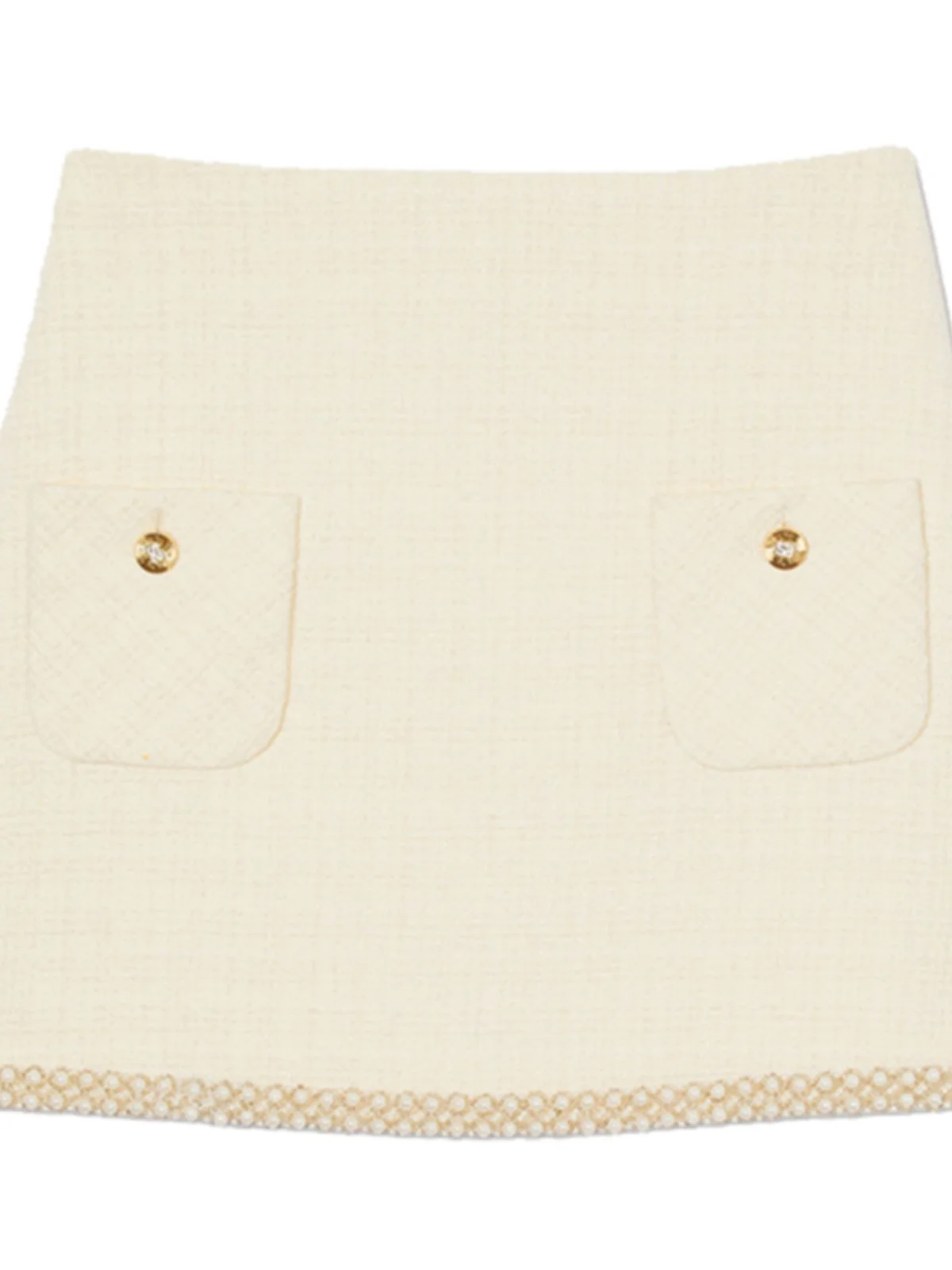 Frühling 2024 ort A-Linie Rock Damen Hohe Taille Polyesterfaser Reine Farbe Pendeln OL Sle Perlen Knopf Detail Rock