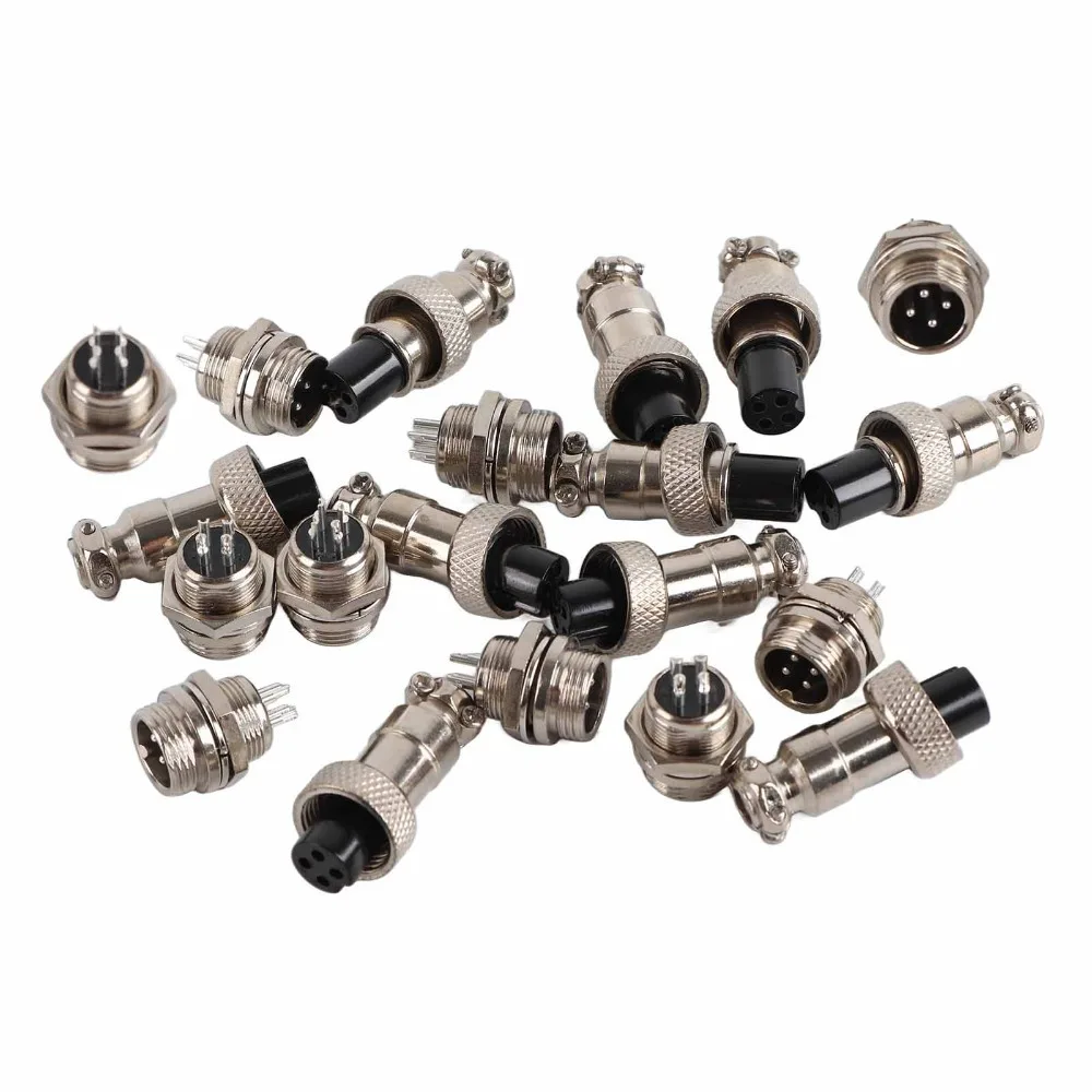 10 Set Electronic Components GX12 Aviation Connector 4 Pin 12mm Aviation Plug 5A Waterproof Socket Connector Power Chassis