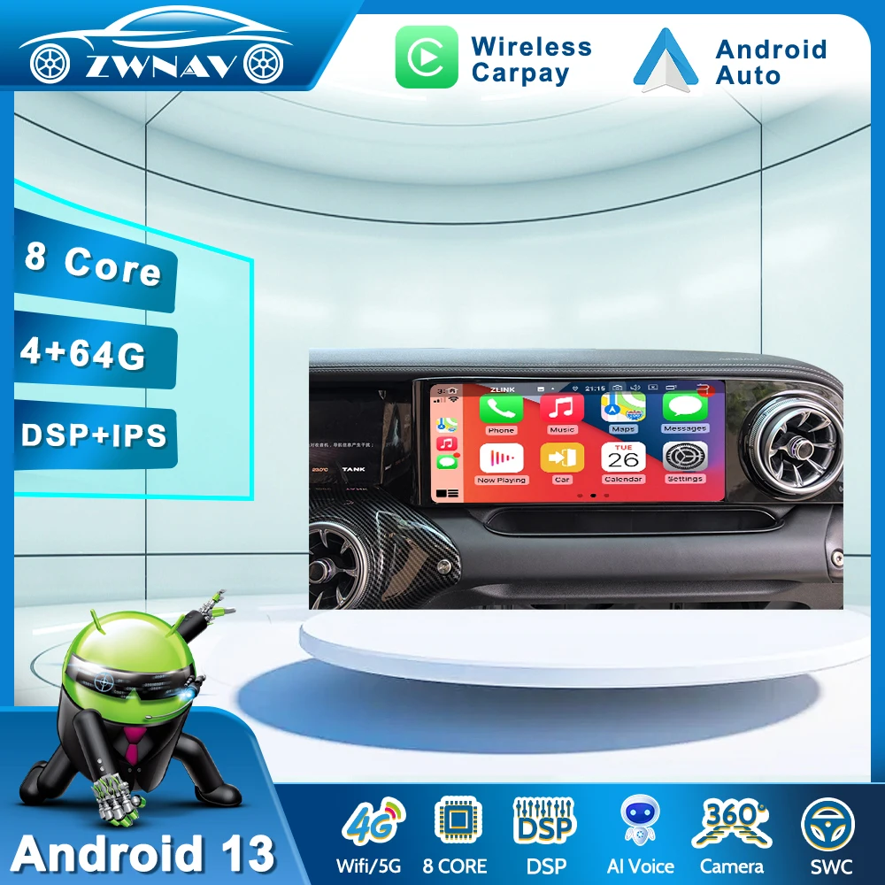 Android 13.0 For Great Wall Motor Tank 300 Car Screen Navigation Co-pilot Entertainment Screen Wireless Carplay Carradio Music