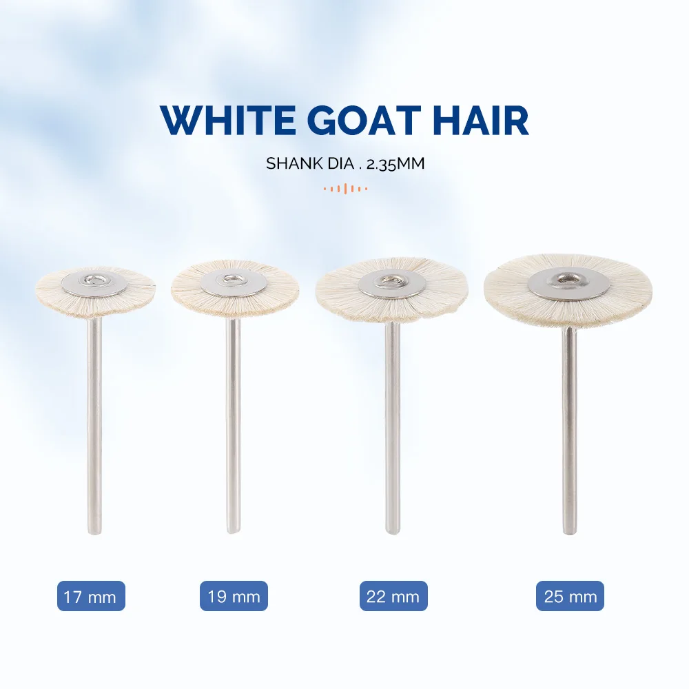 10Pcs/Pack Dental Polishing Brush Wheel  White Goat Hair 17/19/22/25mm Extra soft  For Low-Speed Handpiece Dentistry Polisher