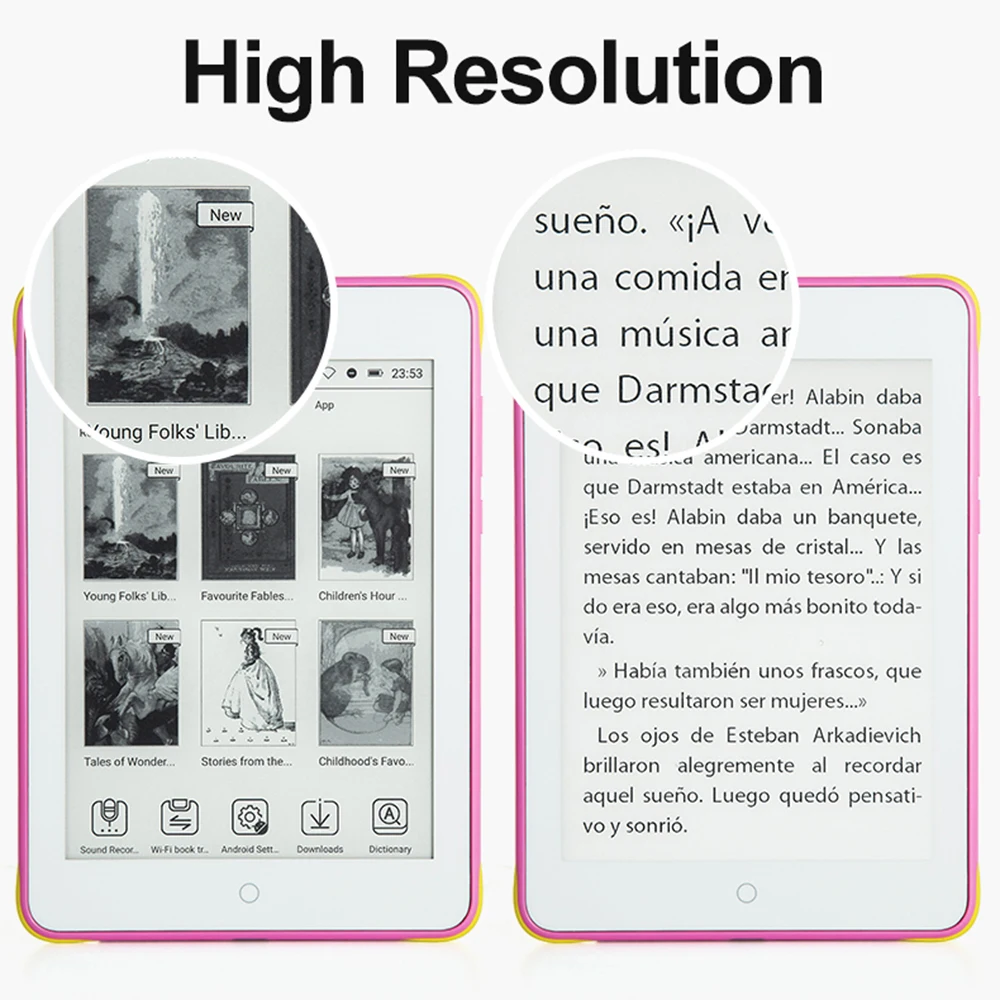 قارئ الكتب الإلكتروني مع شاشة صديقة للعين ، قرص Epaper للتعلم خارج المنهج ، فيديو صوتي PDF ، لون S62 ، 6 بوصة