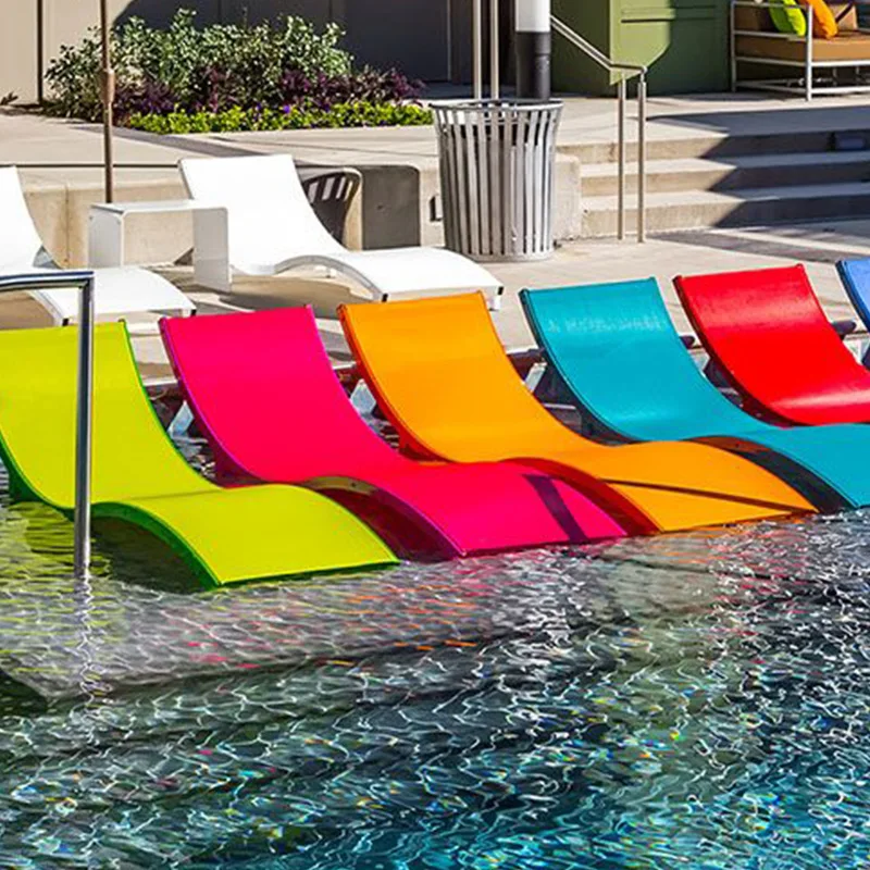 outdoor colorful in water pool chairs tanning   lounger beach bed fiberglass swimming  sun