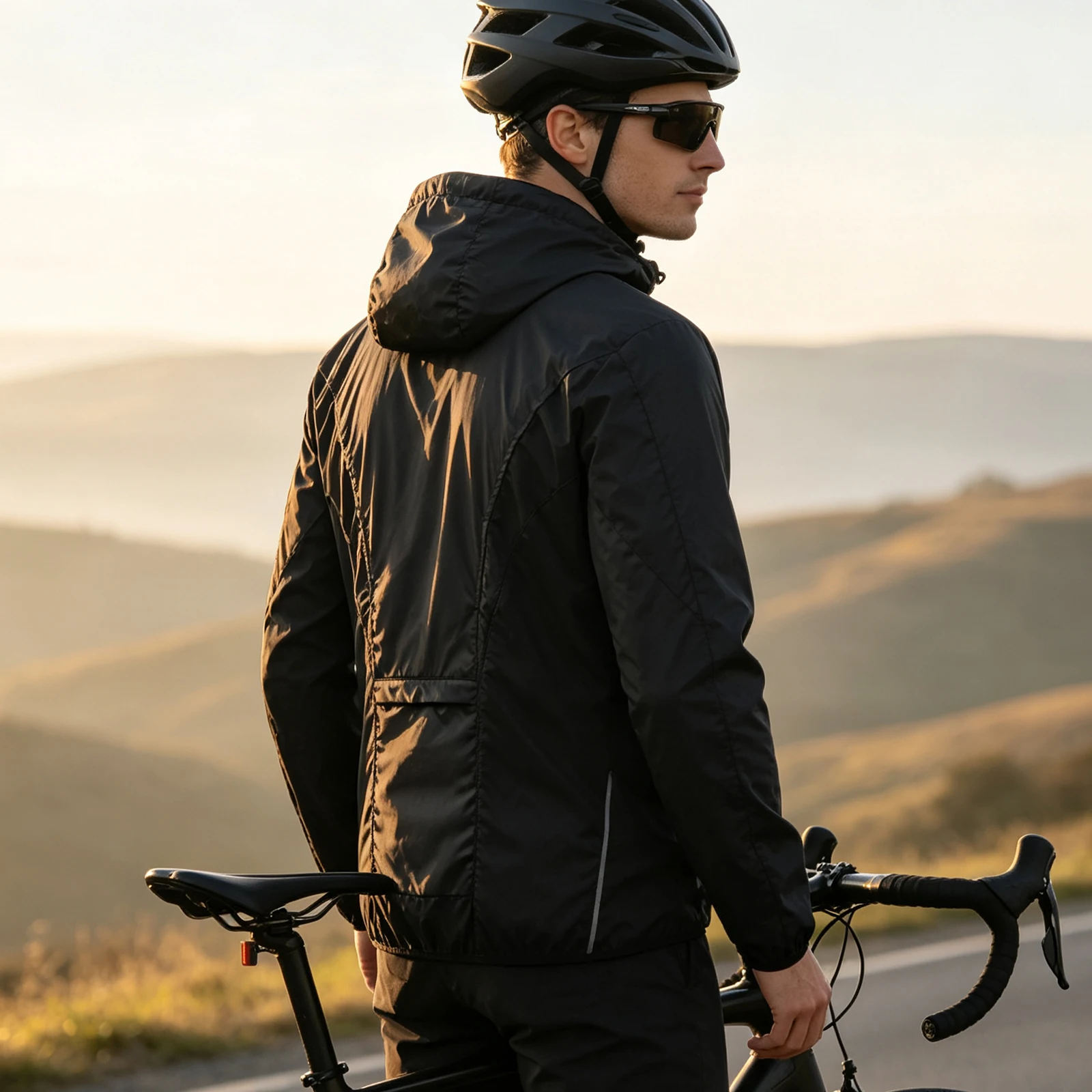 WOSAWE Men Motorcycle Windbreaker Lightweight Windproof Packable Hooded Jacket Outdoor Sports Fishing Running Jacket Four Season