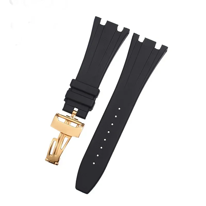 Silicone Rubber Watch Strap for AP Aibi Royal Oak Offshore Waterproof Black Concave-Convex Mouth Watchband 28mm Men Wristband