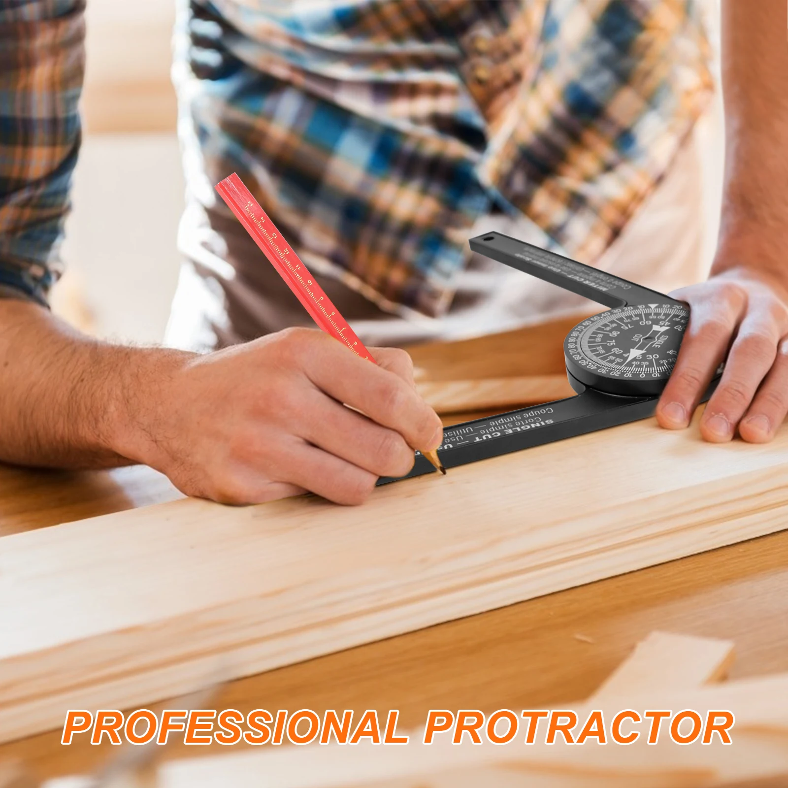 Woodworking Angle Finder Protractor, Miter Saw Level with Measuring Ruler & Pencil for Precision Carpentry & DIY Projects image 3