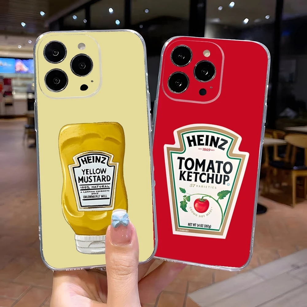 Funda Transparente Antigolpes T-Tomato Ketchup Heinz-Z para iPhone 17 Air 16 15 14 13 12 Pro Max Plus