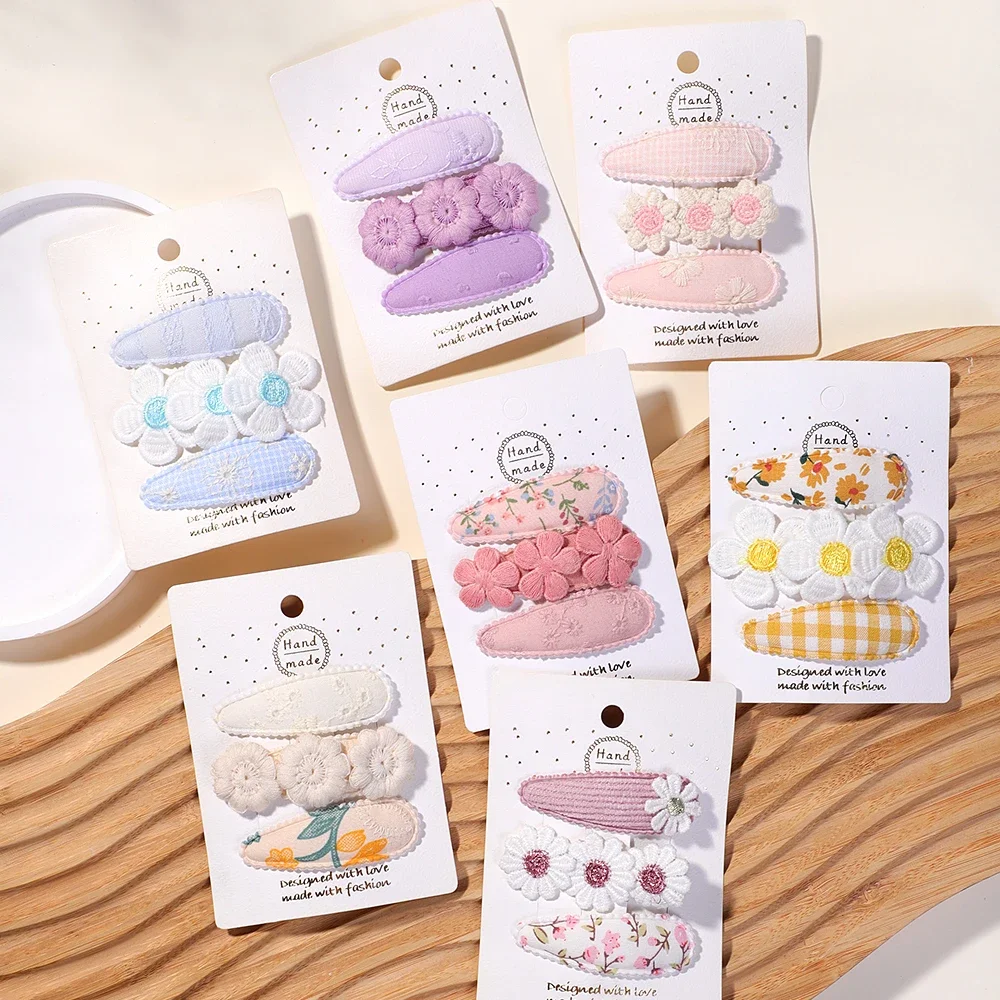 3Pcs/Set Mini Baby Girl Hair Clip Cute Print Floral Princess Hairpin for Toddler Girl Lovely Bang Side Clip Hair Accessories