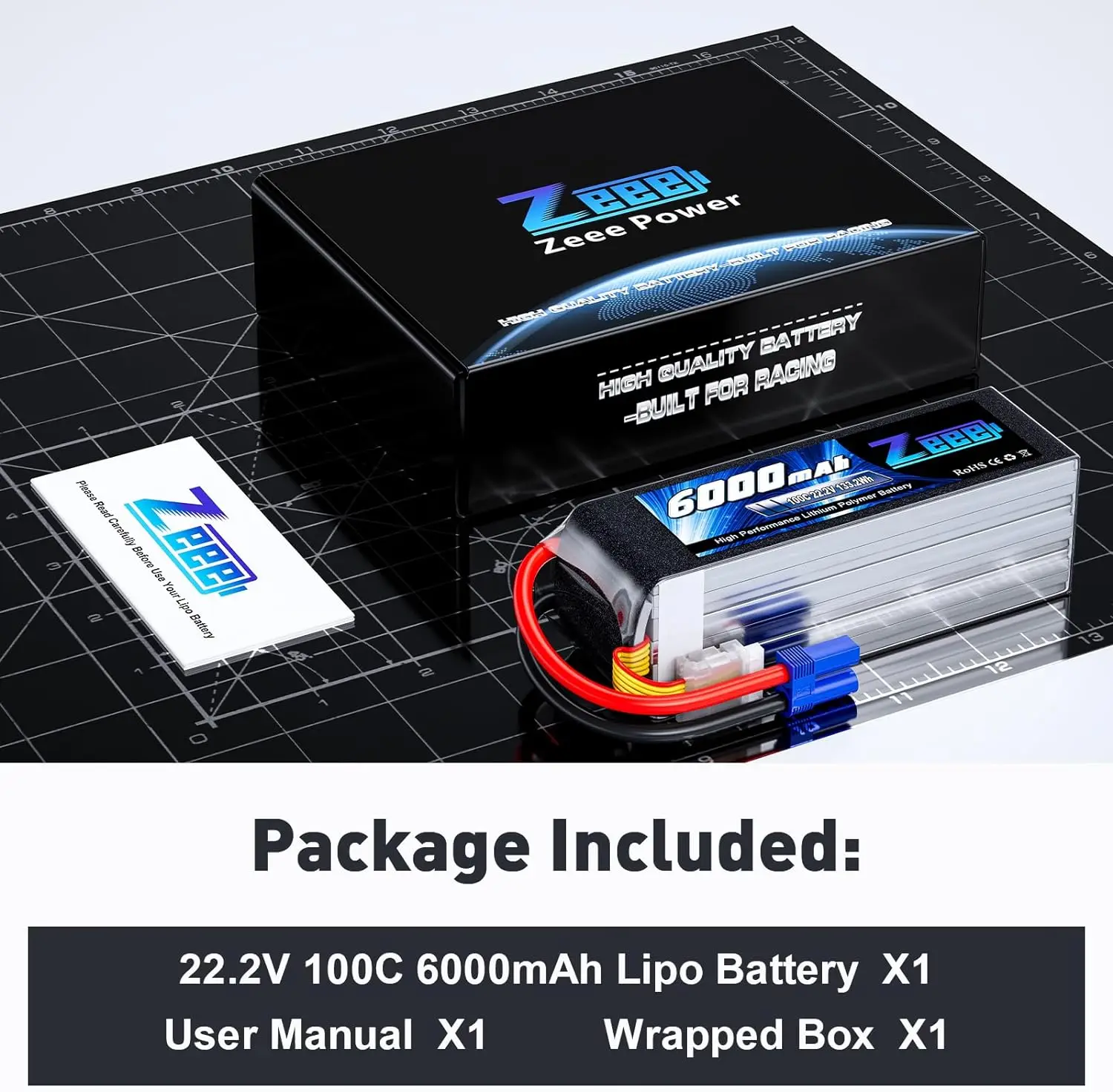 Zeee 6S Lipo Battery FPV Drone 22.2V 100C 6000mAh Softcase with EC5 Plug for RC Car Truck Airplane Quadcopter RC Model Parts