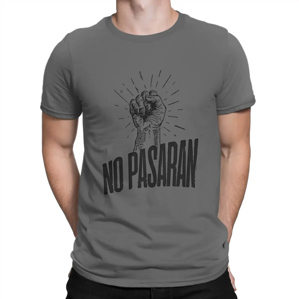 No Pasaran Creative TShirt for Men Fist Round Collar Basic T Shirt Hip Hop Gift Clothes Tops  Sanitys Falls Sally Face Logo 2024