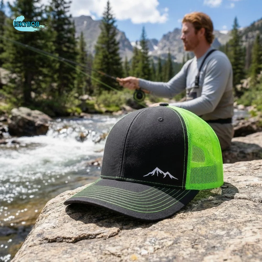 

Breathable Quick-Drying Baseball Cap Flat Brim Adjustable Mesh Duckbill Cap Mountain Embroidery Cotton Snapback Hat Summer