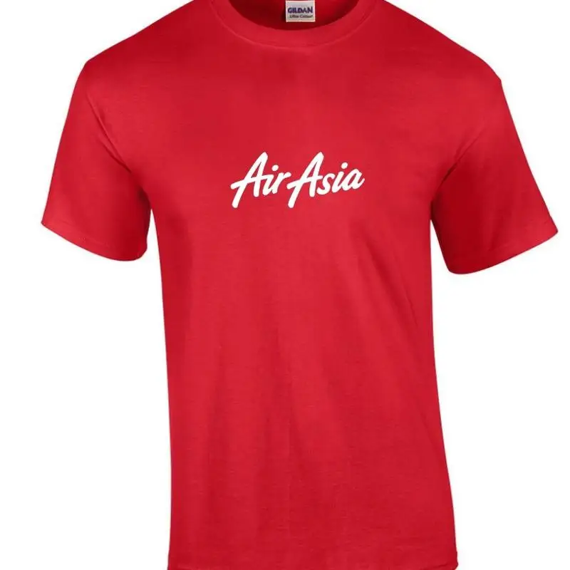 

Красная хлопковая футболка Air Asia в стиле ретро с белым логотипом, малазийская авиакомпания