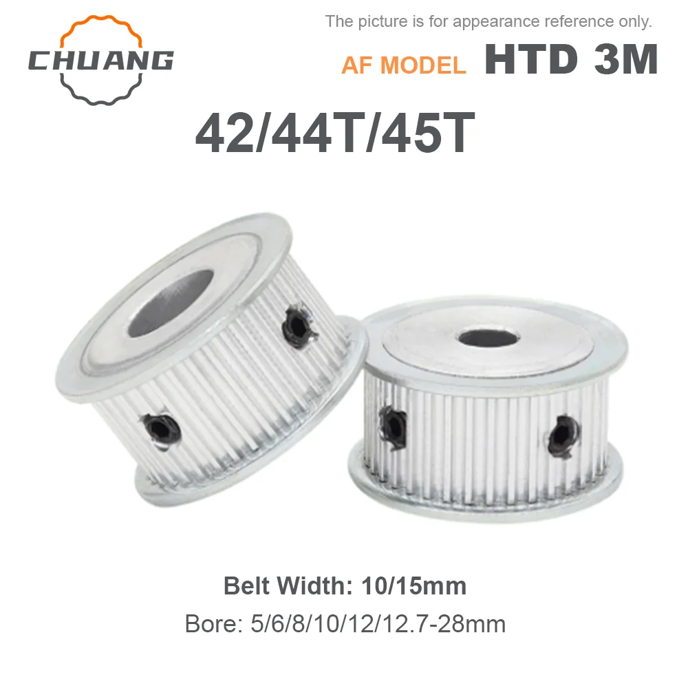 42T 44T 45Teeth HTD 3M Timing Pulley Bore 5/6/8/10-28mm Type Belt Width 10/15mm 3M Synchronous Belt HTD3M Belt  CNC ﻿