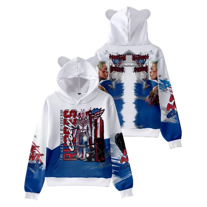 كودي رودس ميرش خمر 90s الشارع الشهير تأثيري مضحك بلوزات للفتيات القط الأذن المحاصيل هوديي الرياضة للجنسين البلوز