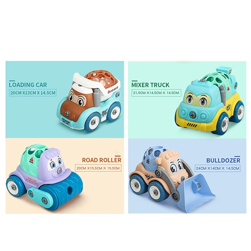 Smontare i giocattoli camion da costruzione Cartoon Vehicle Cars Stem Building Toy fai da te Engineering Learning Educational Set