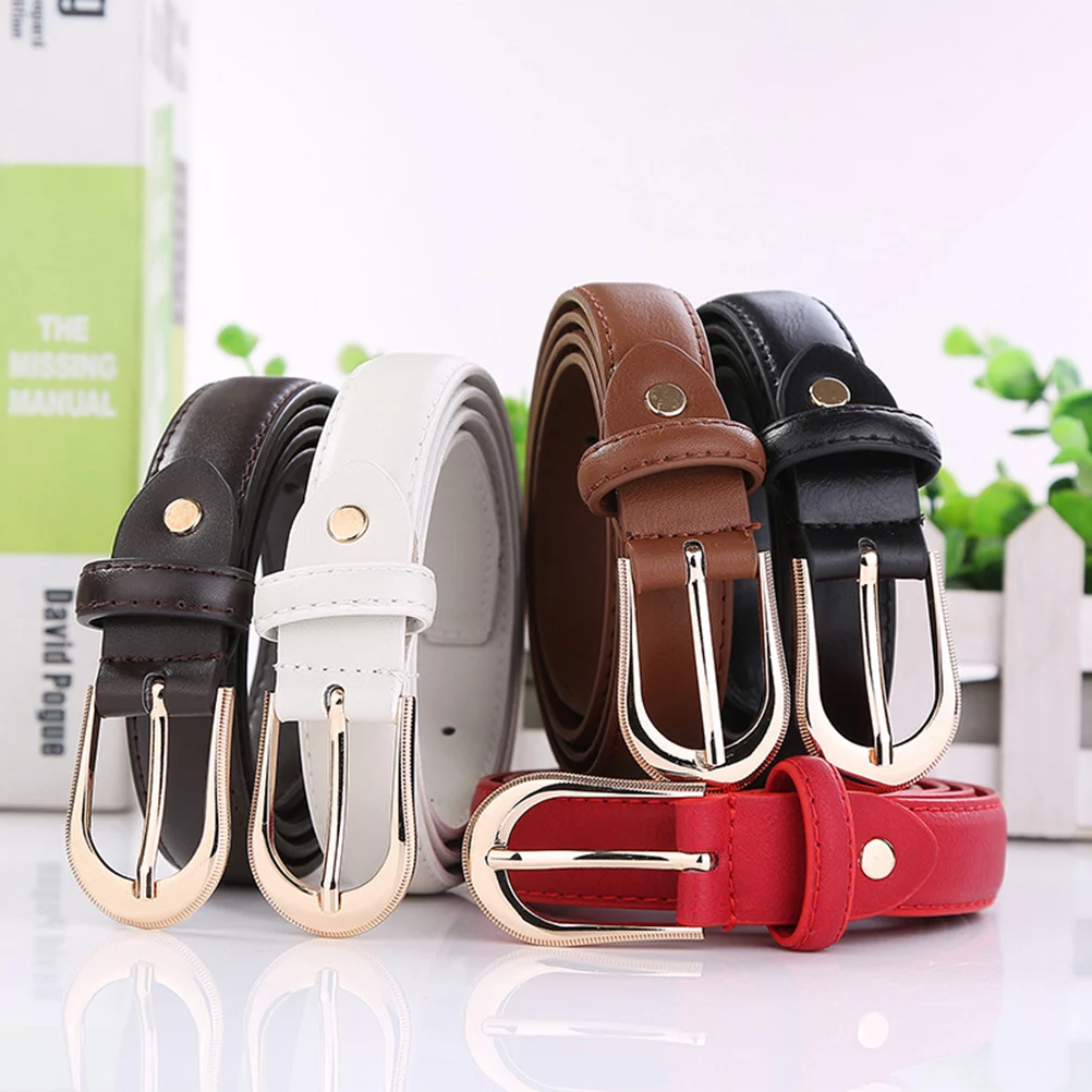 

Women'S Alloy Pin Buckle Minimalist Adjustable Waist Belt For Jeans Pants Dress Black Simple Style Belt For
