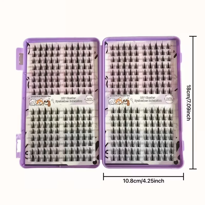 Manga Eyelash Cluster Sharp 320pcs, 13mm Length Slim Korean Makeup Eyelash Cluster, Asian Style Eyelashes Reusable, Beginner