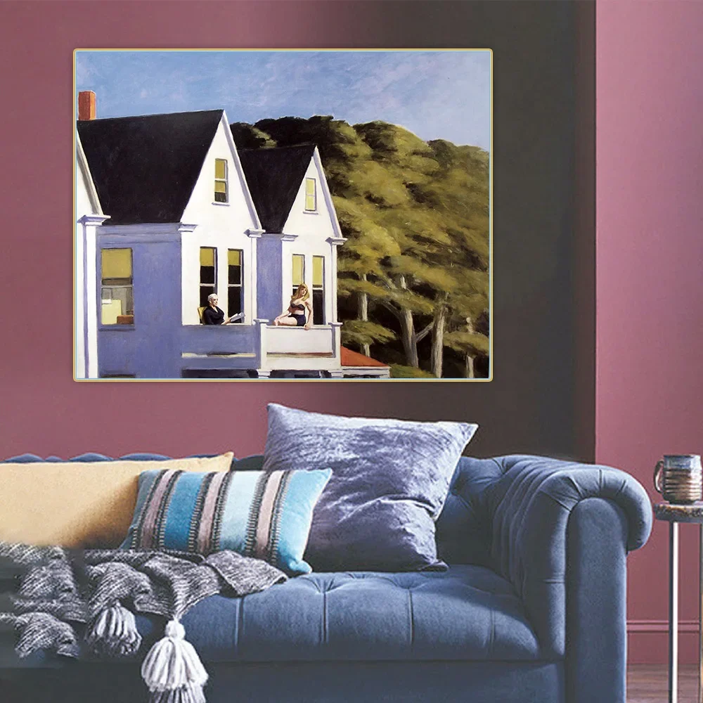 Second Story Sunlight,1960, by Edward Hopper Canvas Oil Painting Aesthetic Picture Wall Backdrop Hanging Decor Home Decoration