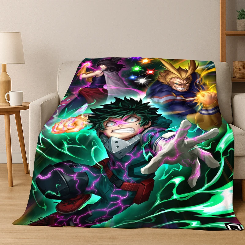 My Hero Academia Deku Bakugou Cartoon Anime Flanelldecke, weiche, warme Decke, Überwurfdecke für Schlafzimmer, Wohnzimmer, Bett, Kind