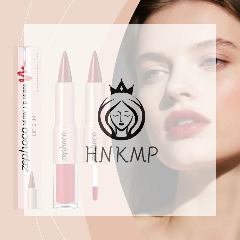 2 in  Double Head Brick Red Lip Liner and Plumping Gloss Makeup Pencil for Sexy Red Lips Everyday Beauty Routine
